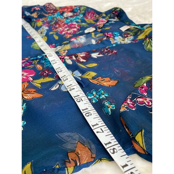 Kut From The Kloth Sinclaire Floral Blouse Semi Sheer Top Button‎ Small Colorful - Picture 6 of 9